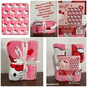 NWT- Sanrio- Hello Kitty- Pink Velvety Smooth- Silk Touch Throw Blanket 50x60